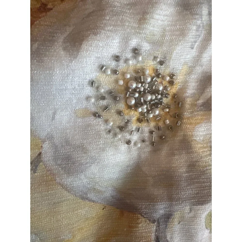 Nicole Miller‎ Home Yellow & Gray Floral Table Runner With Beaded Details